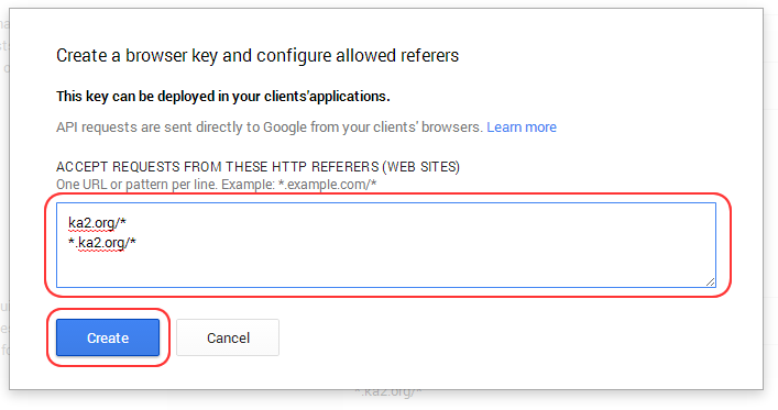 Google APIの利用を許可するリクエスト元サイト（FQDN）の設定