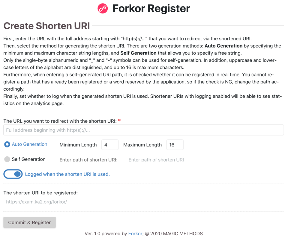 Forkor Register